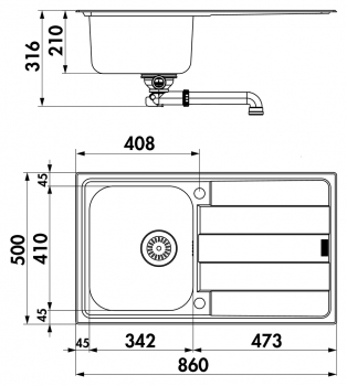 Preview: Naber Riva 2 Edelstahl Spülbecken
